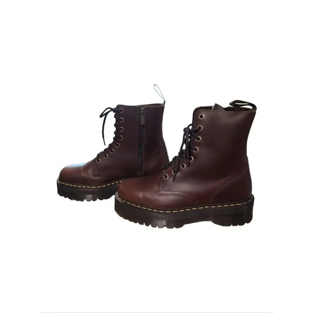 Dr. Martens Jadon Platform Leather Combat Boots Dark Cherry Brown Men's 11